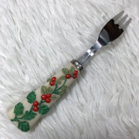 NWOT Vintage Pfaltzgraff Winterberry Christmas 2000 Hors d'oeuvre Tray with Fork - Picture 6 of 13